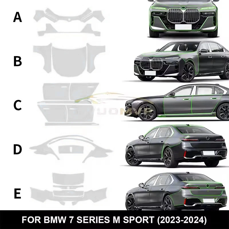 

Pre-cut For BMW 7 Series G70 M Sport 2023 2024 Paint Protection Film TPU PPF Car Body Transparent Repair Sticker Anti-scratch
