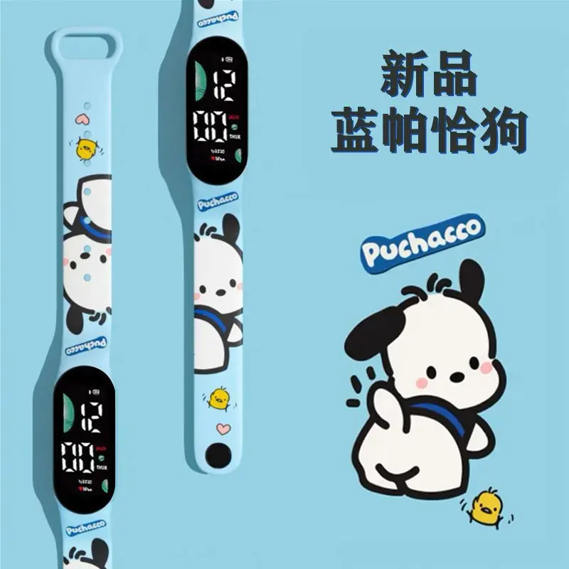 Pochacco-relojes Kuromi Cinnamoroll, reloj electrónico Led, figura de Anime, juguete para estudiantes, regalo para niños