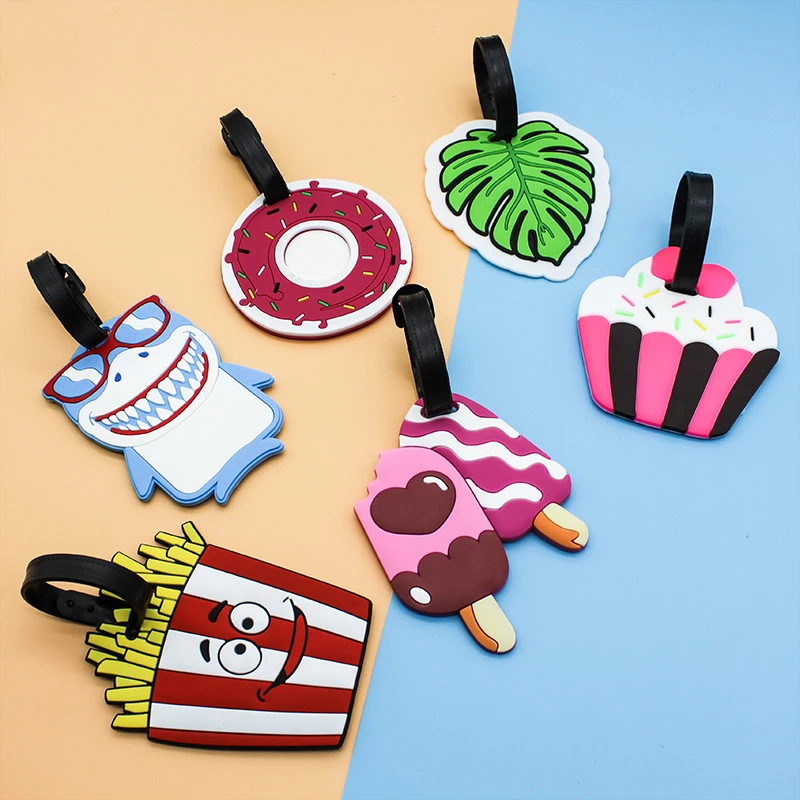 Creative Cartoon Bag Tags for Luggage Tag Airplane Travel Accessories Checked Boarding Tag Pvc Soft Plastic Luggage Pendant