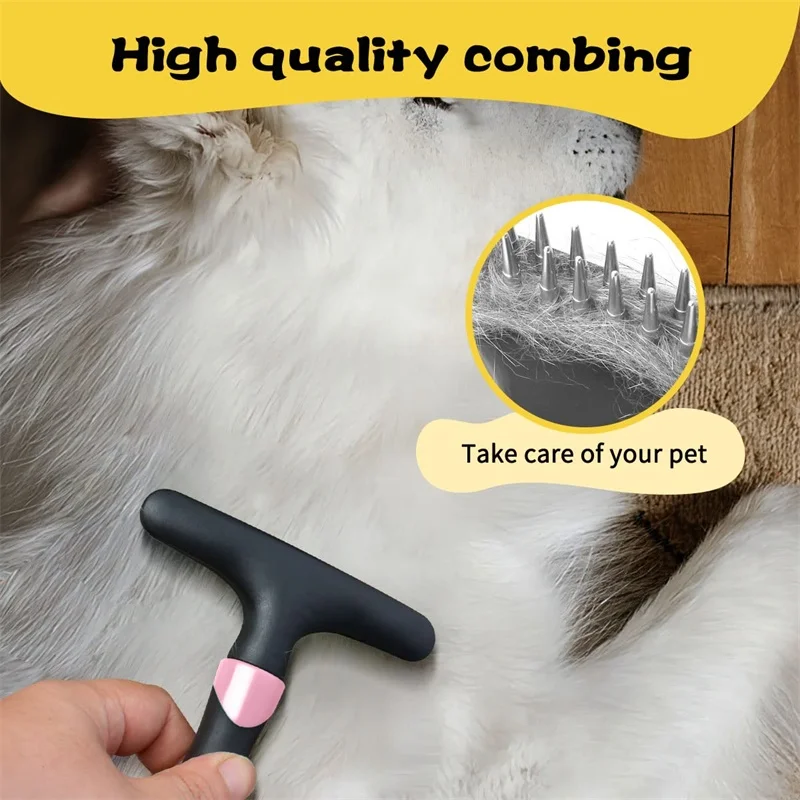 Dog Rake Deshedding Dematting Brush Comb Undercoat Rake for Dogs Cats Short Long Hair Pet Brushes Shedding with Double Row Pins