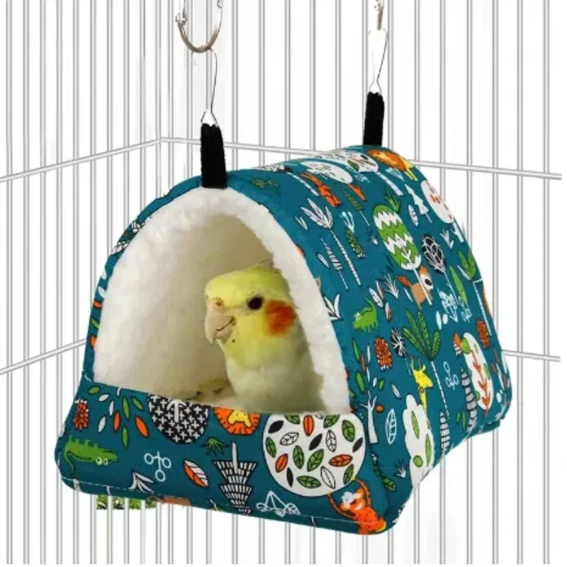 1pc Cute Print Bird Bed Mini Cage Rabbit Squirrel Mat Guinea Pig Nest Hamster House Small Animal Sleeping Bed Pet Hanging Cage