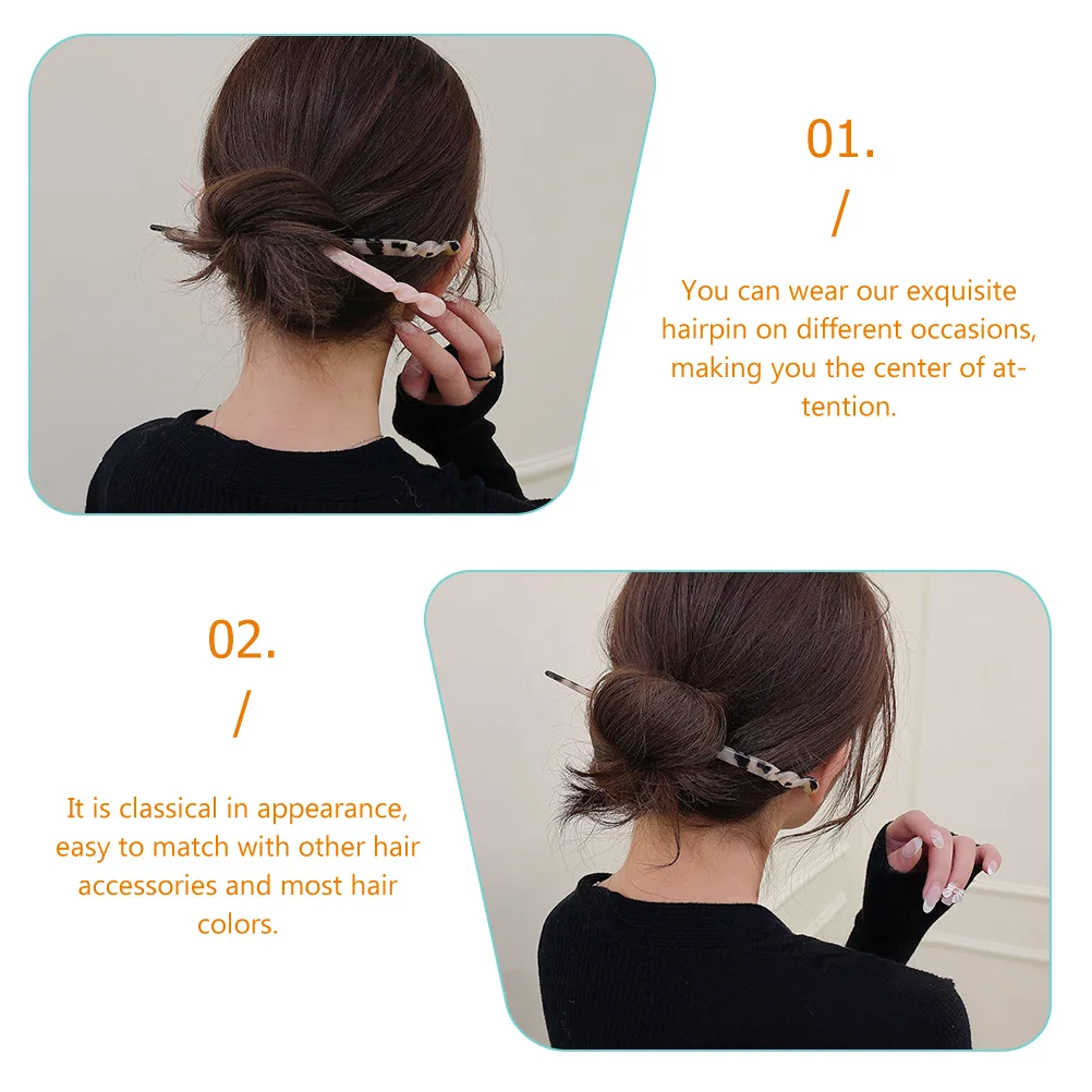 

8pcs Tortoise Acetate Sticks Women Bun Holders Vintage Chinese Accessories Retro Sticks For Long Hair Bun Stick Hair