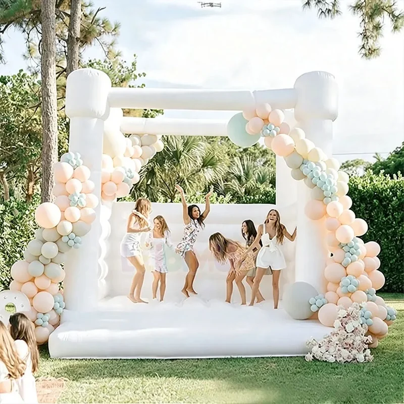 Commercial White Wedding Bounce House Inflatable Combo Bouncy Castle Slide Combo for Kids and Adults