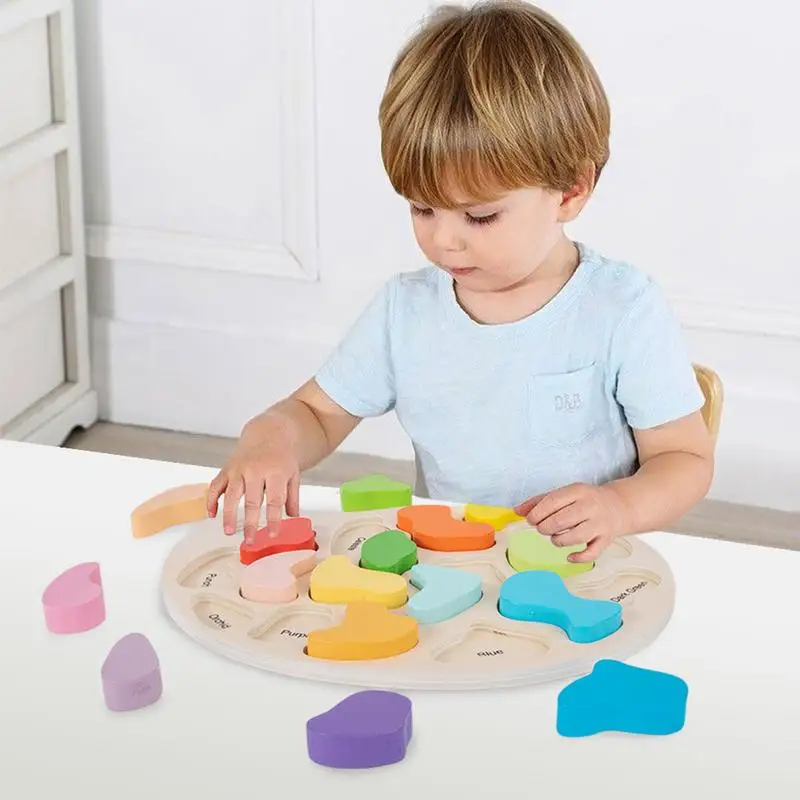 Color Shape Sorting Paint Palette Wooden Toddler Color Shape Sorting Toy Palette Cognitive Development Parent-Child Interactive