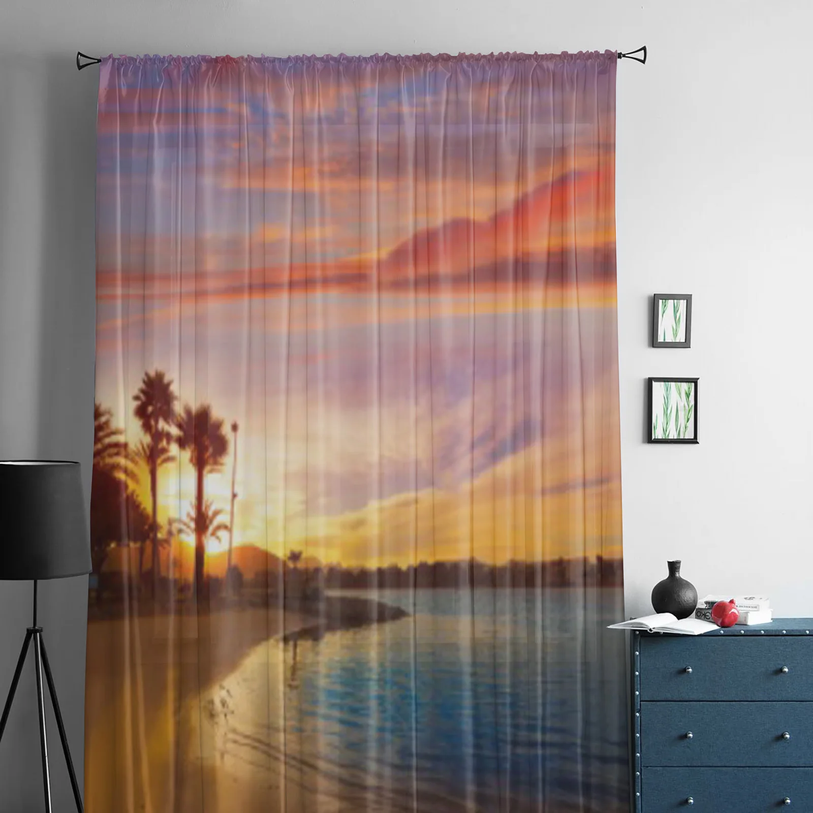 Alcudia Majorca At Sunset On The Beach Mallorca Balearic Islands Tulle Sheer Curtains for Living Room Voile Organza Curtain