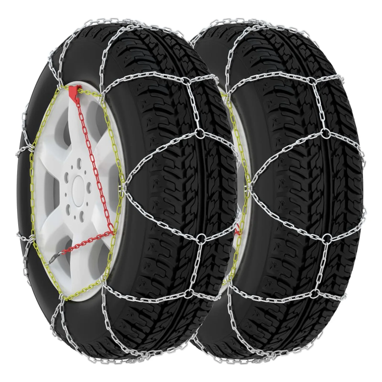 KN80/KN100/KN110/KN130 Car Tyre Snow Chains 2 pcs 9 mm Carbon Steel Material Snow Chains Increase Tire Grip for Snowy /Icy Roads