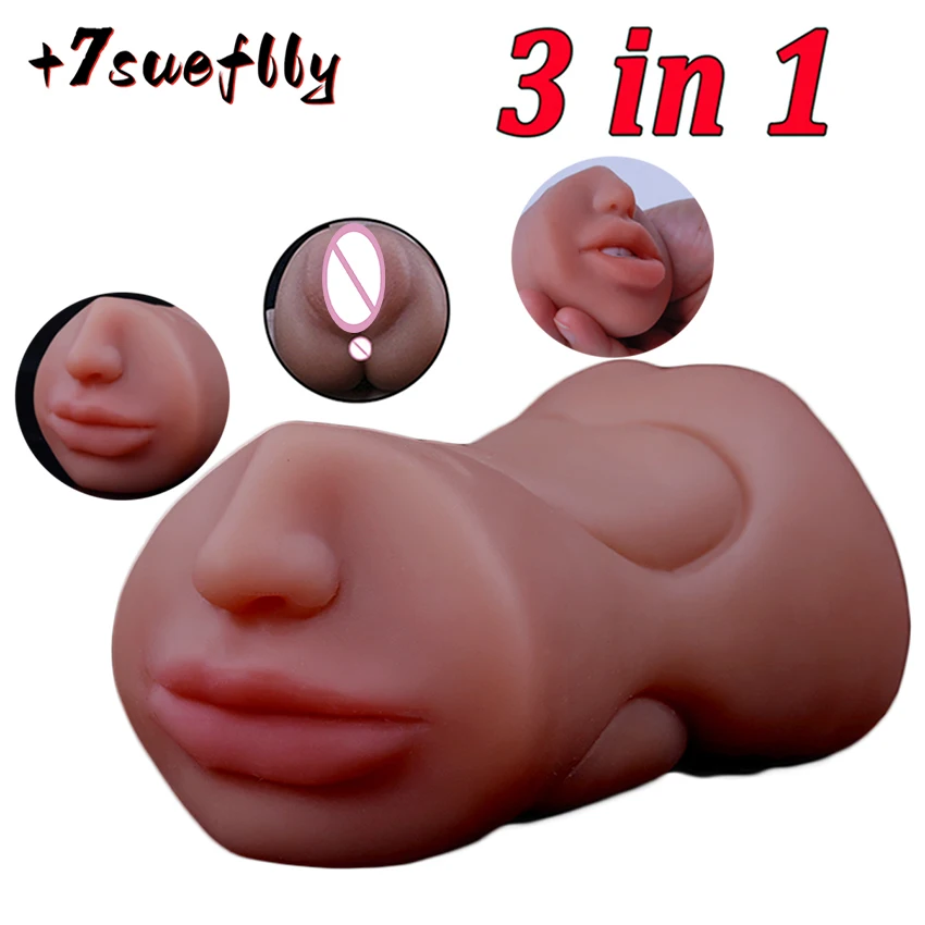 3 In 1 Vagina Stick Male Masturbator Sex Toys For Men Realistic Artificial Rubber Pussy Masturbation Blowjob Sexitoys Adults 18