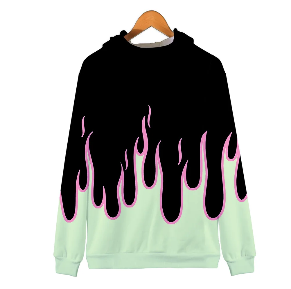 Coat 3D Print Cartoon Red and Yellow Flame Hoodie Men Women Long Sleeve Cosplay Costume Men Jacket Sweatshirts