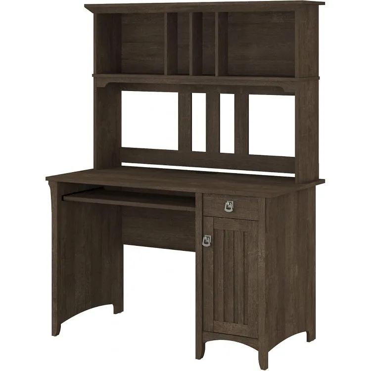 Salinas Computer Desk with Hutch | Study Table with Drawers, Cabinets & Pullout Keyboard/Laptop Tray | Modern Home Office Desk