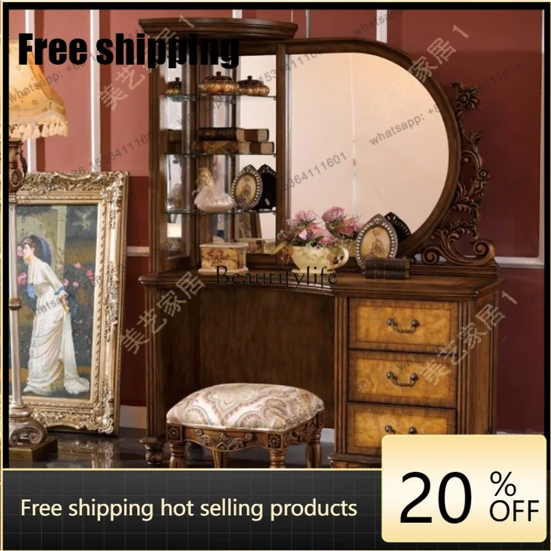 jj5 American dresser luxury bedroom makeup engraved retro makeup table
