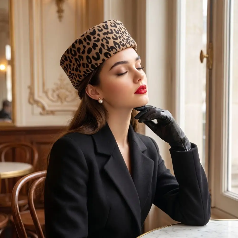 Fashion French Style Pillbox Hat Elegant Fedoras Beret Hat Solid Color Teardrop Medicine Box Hat Women