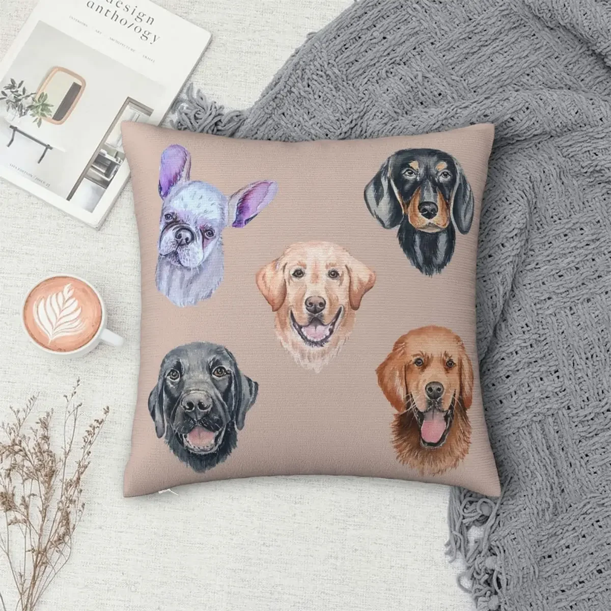 Five Amazing Dogs Pillowcase Polyester Pillows Cover Cushion Comfort Throw Pillow Sofa Decorative Cushions Used for Home Bedroom