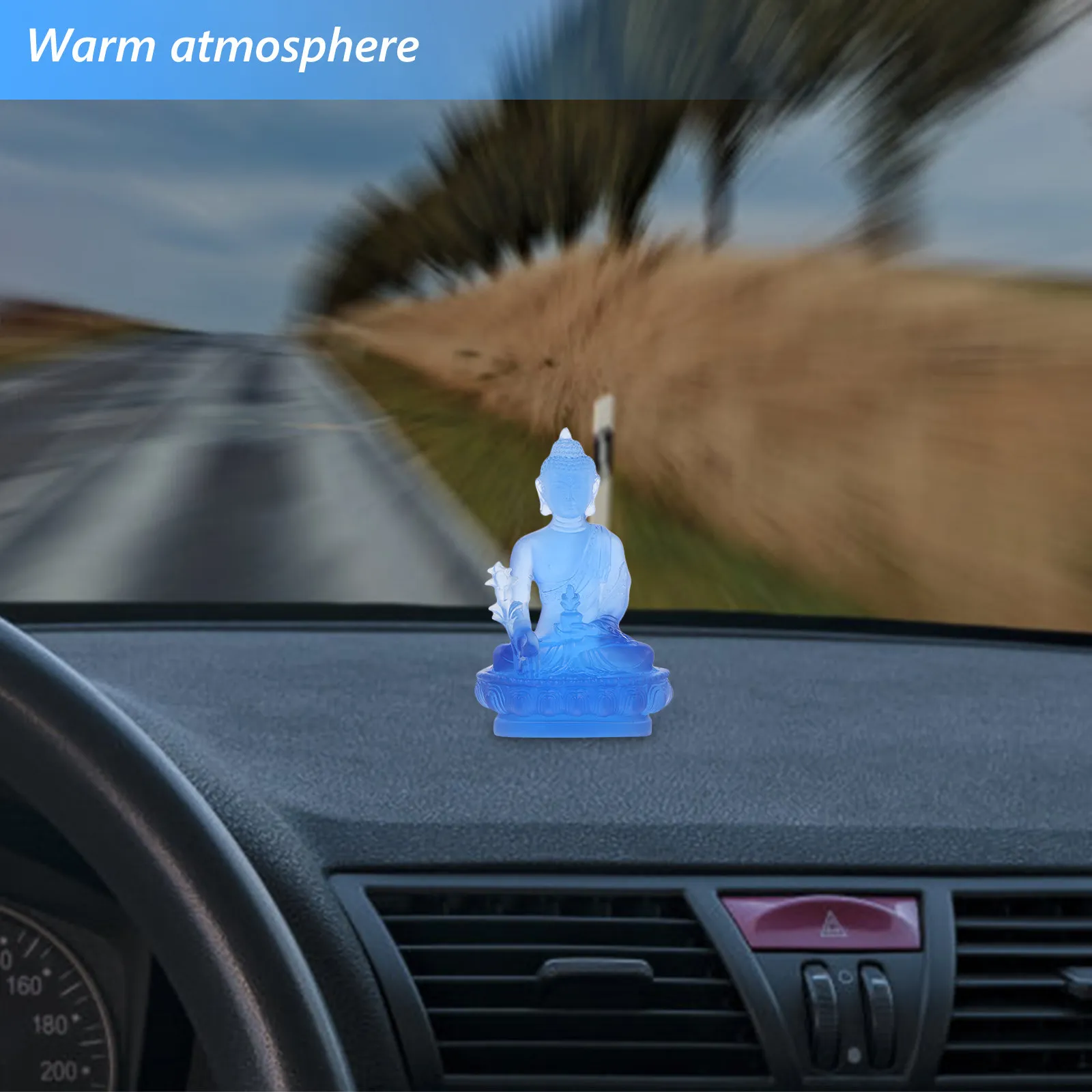 Small Resin Dashboard Ornament Car Interior Decoration Home Office Buddhist Sculpture Peaceful Decor Safe - view 2