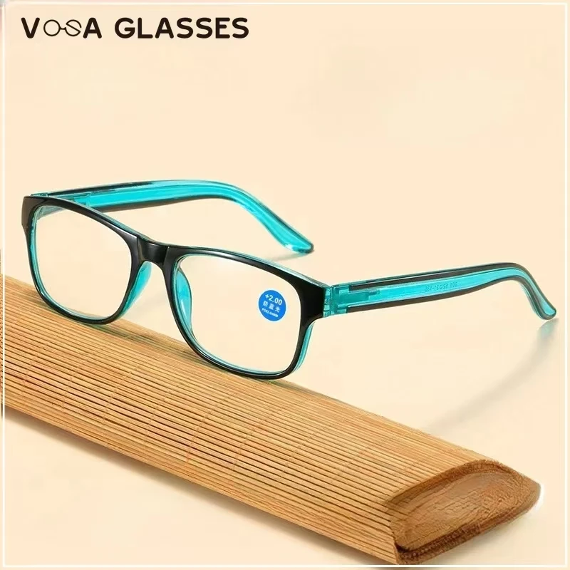 

Square Computer Presbyopic Eyeglasses Anti Blue Light Reading Glasses Fashion Women Men Clear Spring Legs Frame Eyewear