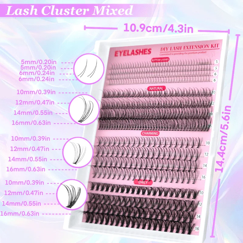 Wimperclusters Kit DIY Lash Extension Kit Lash Bond en afdichting en wimperpincet met waterdichte sterke grip