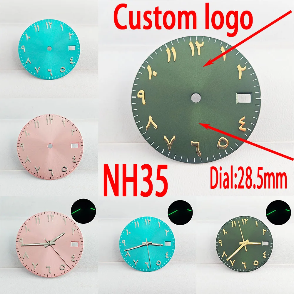 NH35 Arabic Digital 28.5mm dial Men's watch Custom logo Dial for NH35 NH36 automatic mechanical movement watch accessories