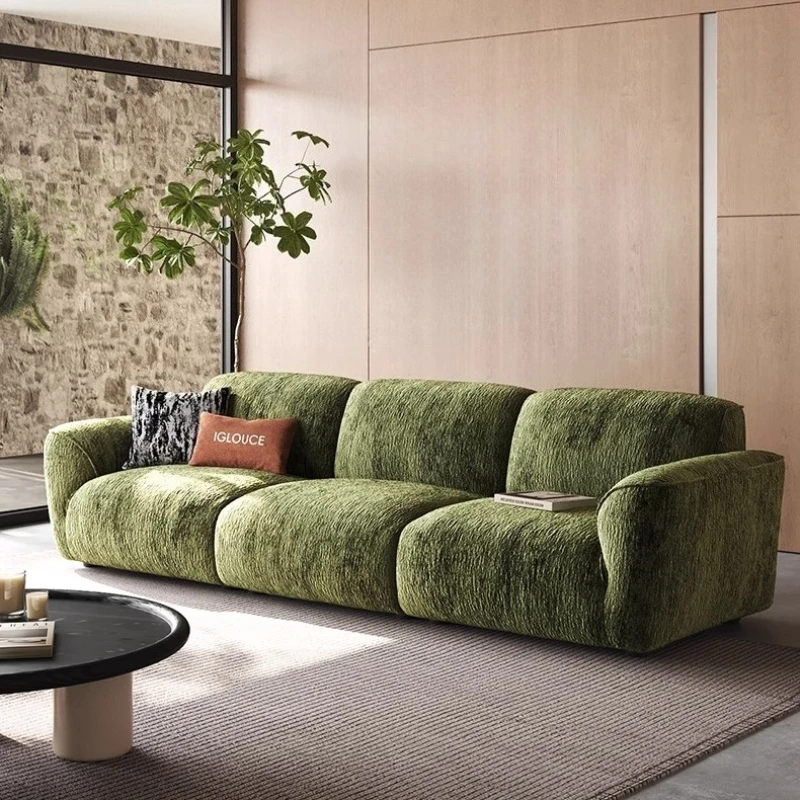 

French Retro Chenille Cream Wind Straight Row Backrest Adjustable Sofa Living Room Sofas Couch Armchair Compressed Furniture