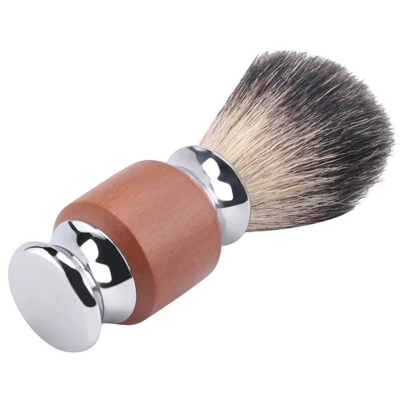 1Pcs Pure Badger Hair Beard Brush Men's Shaving Brush With Wooden Handle Supply Various Hair Razorsa83x
