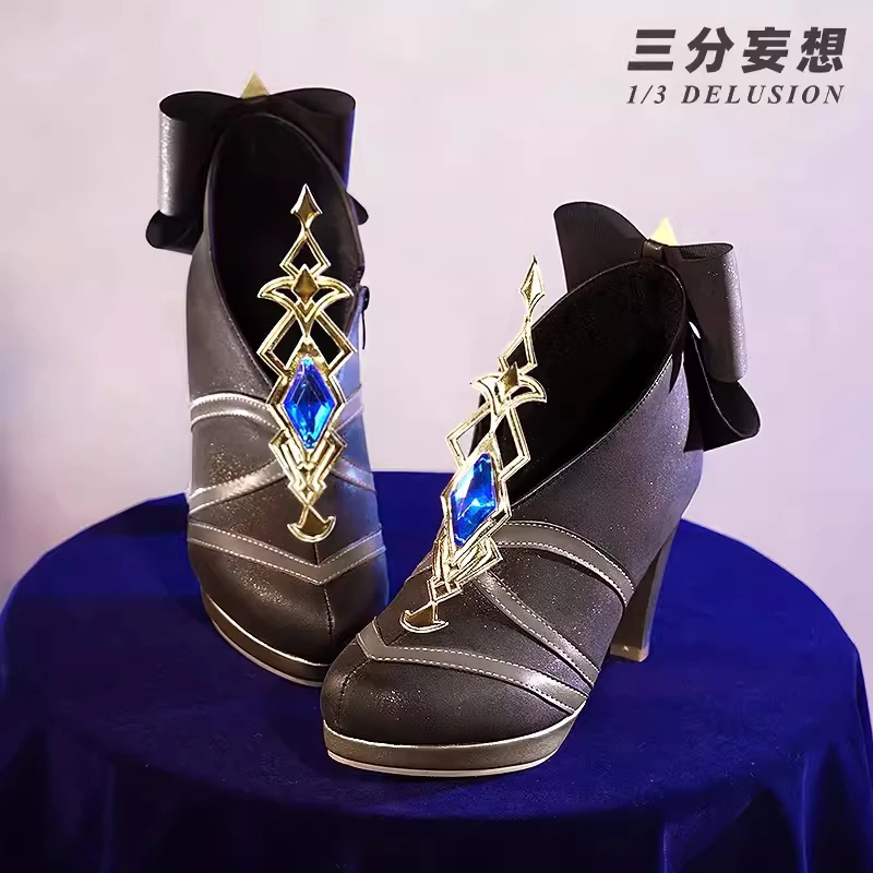 Chaussures de Cosplay Genshin Impact Navia pour Femme, Bottes à Talons Hauts, Accessoires de ix, Pré-vente