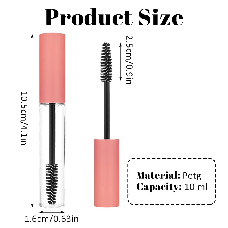 10pcs 10ML สีชมพูขวดเปล่าคอนเทนเนอร์สําหรับขนตาน้ํามันมาสคาร่าพร้อมแปรงสําหรับ Home and Travel