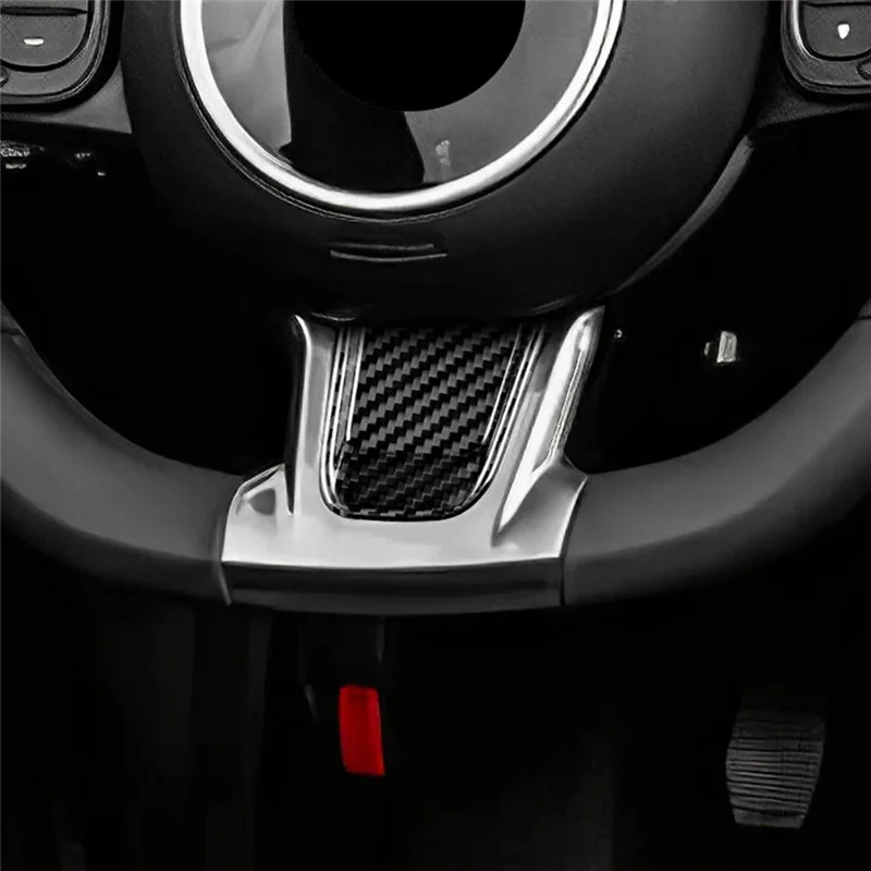 

A30F-Real Hard Carbon Fiber Sticker For Fiat 500 Abarth 595 2020 2021 2022 2023 Car Steering Wheel Trim Accessories