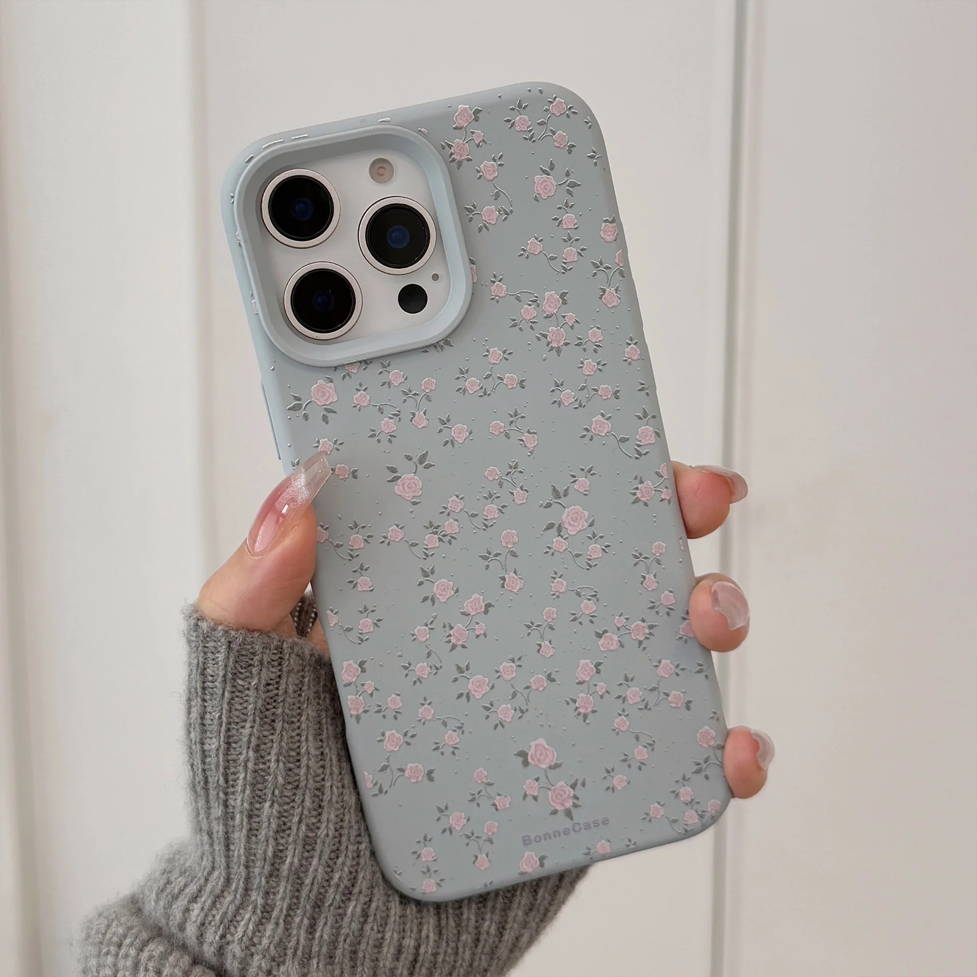 Blue Rose Flower Silicone Small Fresh Mobile Phone Case For iPhone16/15pro max Phone Case For iPhone14/13por