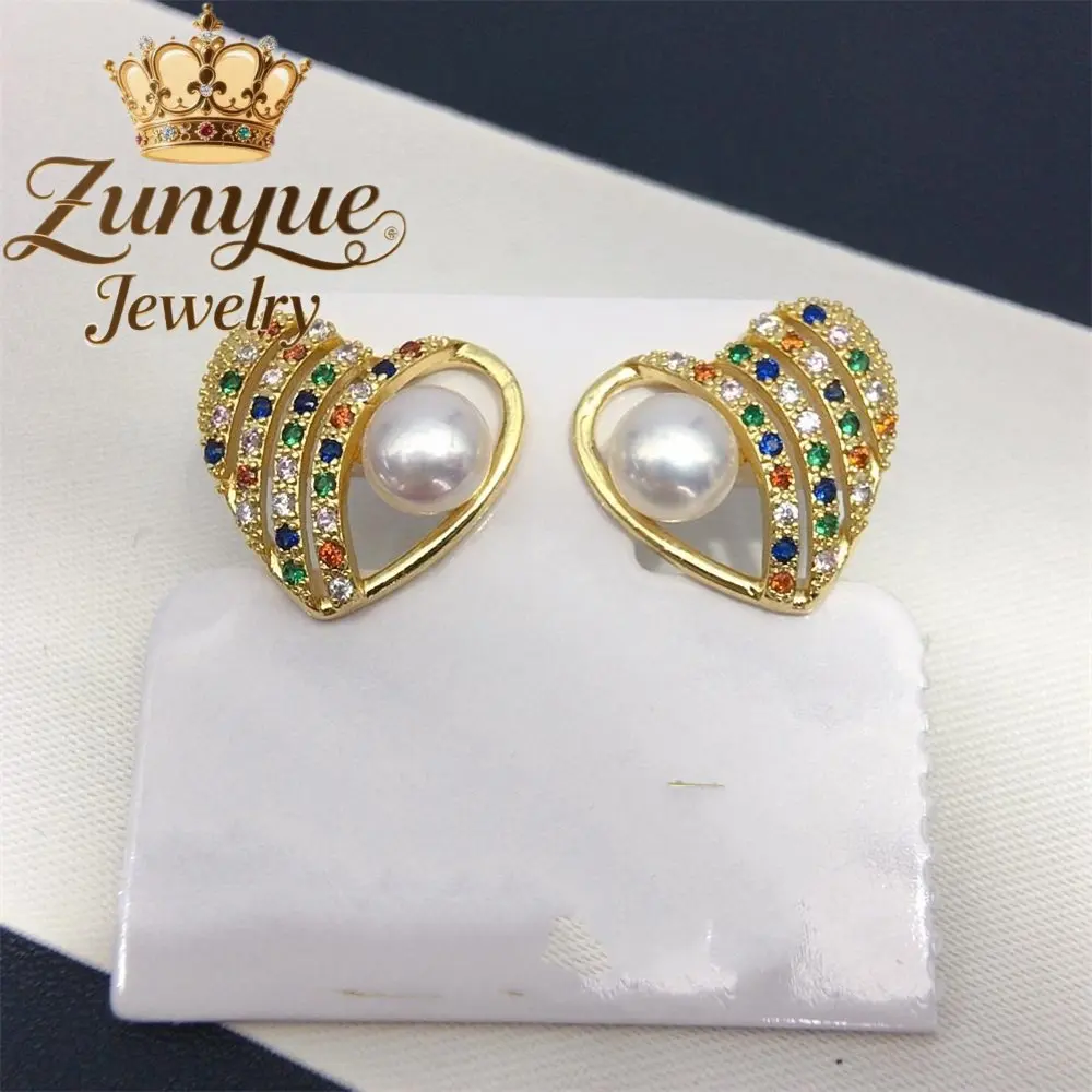

High-End Natural Freshwater Pearl Heart-Shaped Stud Earrings Luxury Quality Jewelry Fashion Jewelry Exquisite Charms Elegant