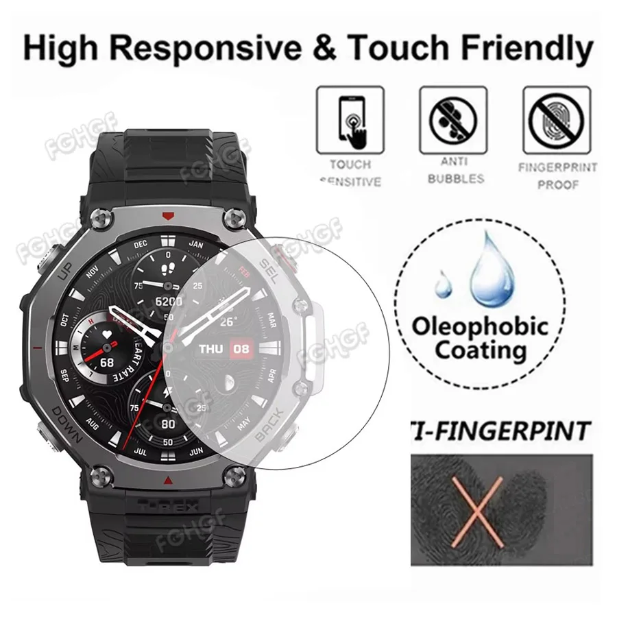 For Amazfit T Rex 3 Screen Protector 9H Tempered Glass Protective Film For Huami Amazfit T-Rex 3 Smart Watch Cover Accessories