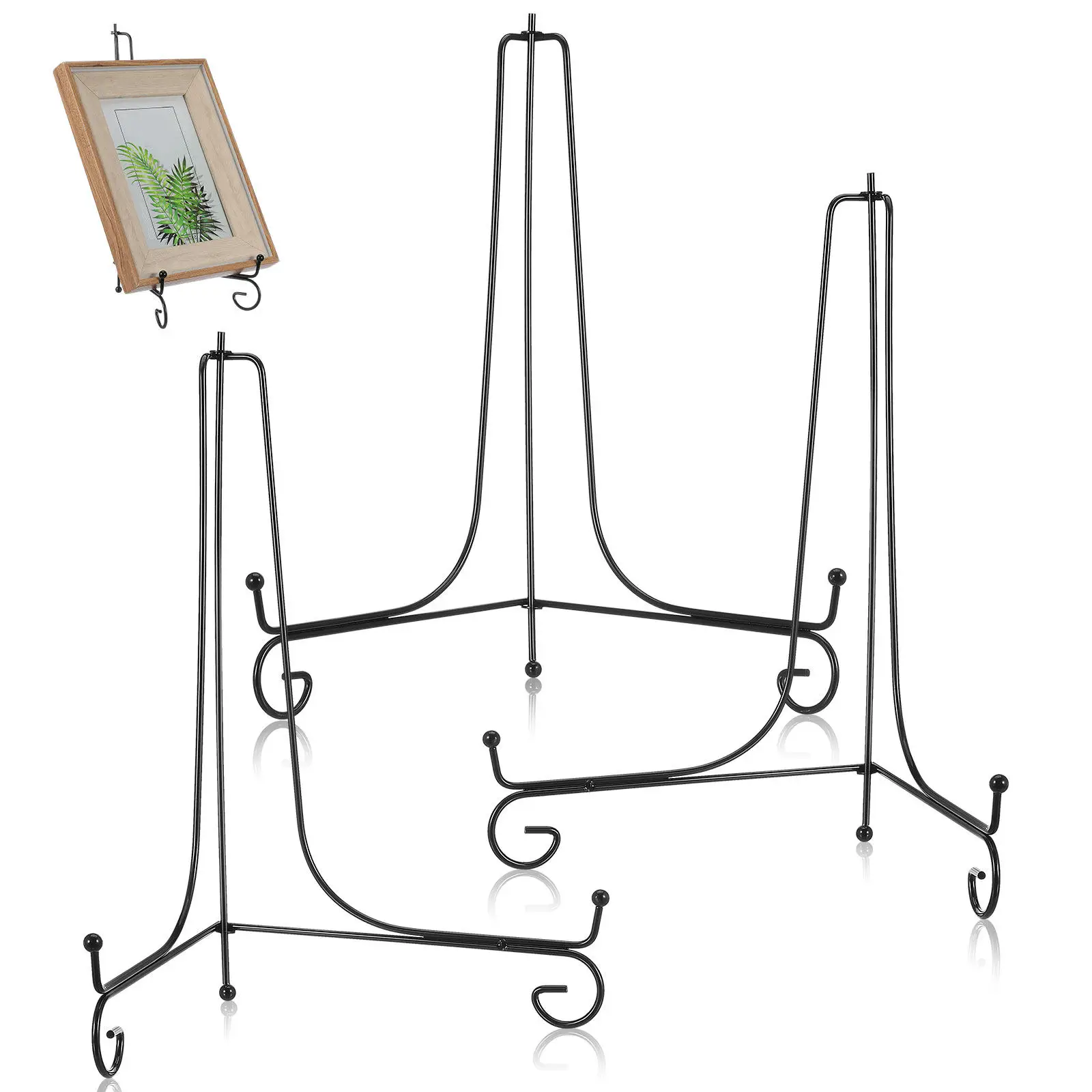 3Pcs Folding Iron Plate Stands Metal Display Easel Photo Holder Frame Stand Tabletop Display Rack for Plates Bowls Vinyl Records