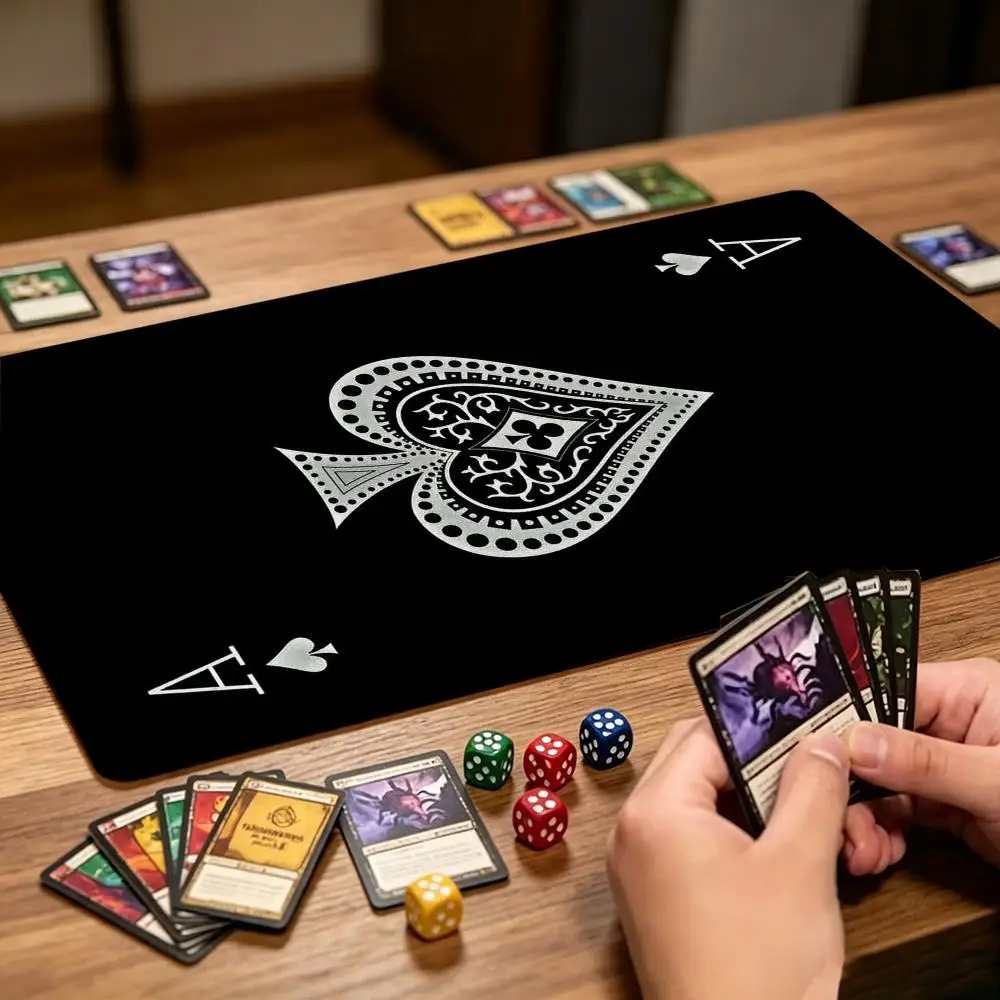 Ace of Spades Poker Pattern Playmat Large Gaming Mouse Pad Non-Slip Rubber TCG Card Game Desk Mat Mousepad Gathering Gaming Mat