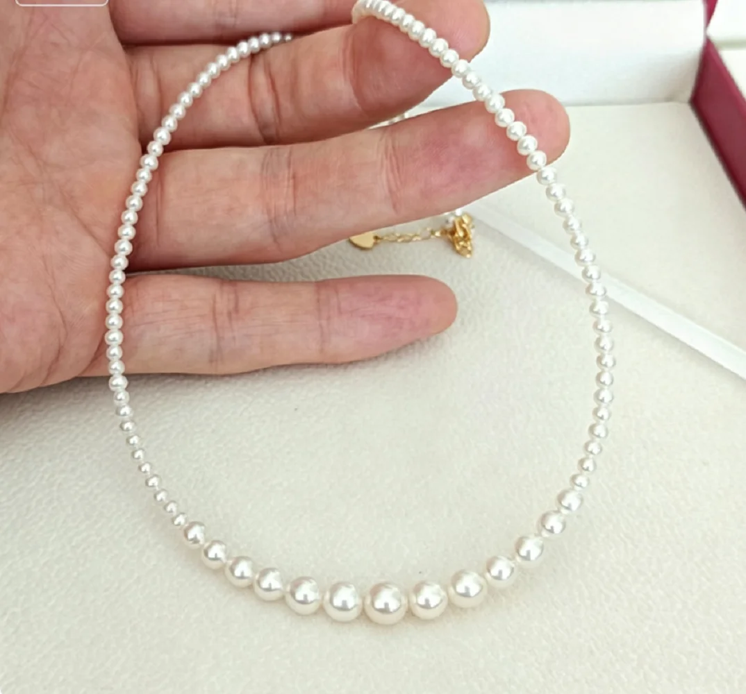 Exquisite design AAAA4-10mm natural pearl size gradient tower chain 925s pure silver adjustable chain buckle