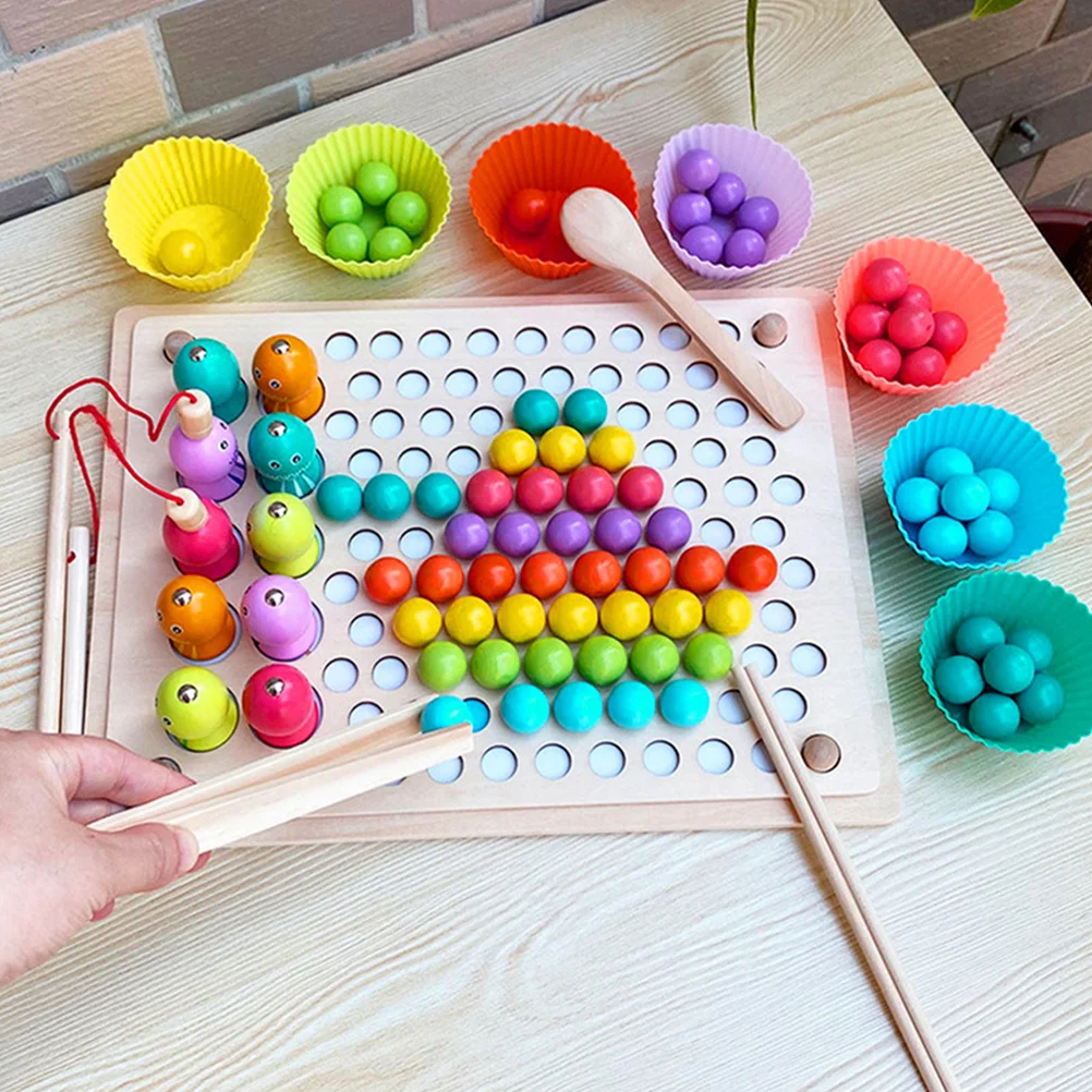 7Pcs Kids Wooden Fine Motor Tweezers Early Learning Montessori Sorting Counting Clips Kids Tweezers