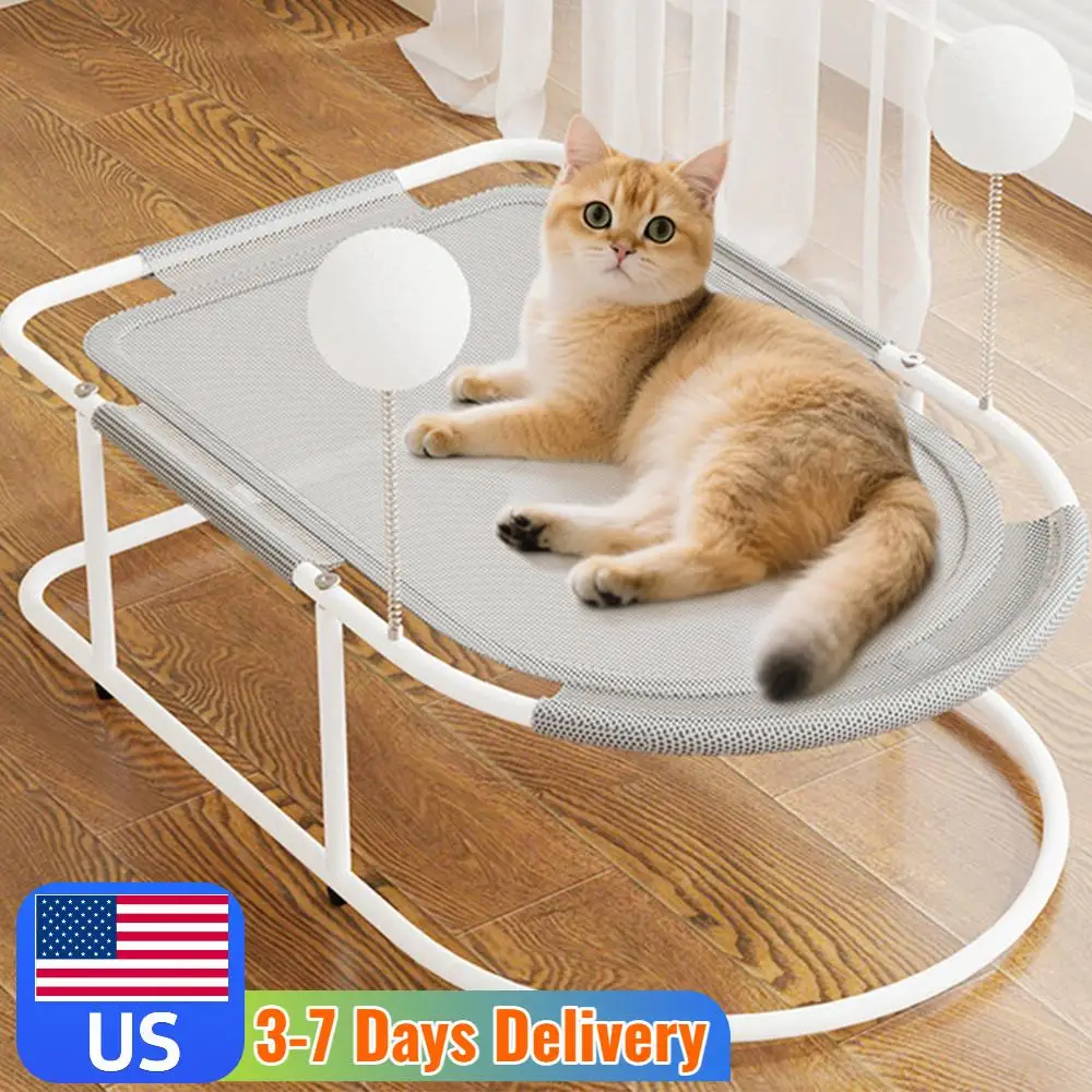 

Free-Standing Elevated Cat Bed With Washable Breathable Mesh for Pets (Grey)