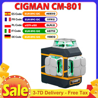 CIGMAN CM-801 3x360° Self Leveling Laser Level 3D Green Cross Line IP54 with Dual Rechargeable Batteries Remote Controller