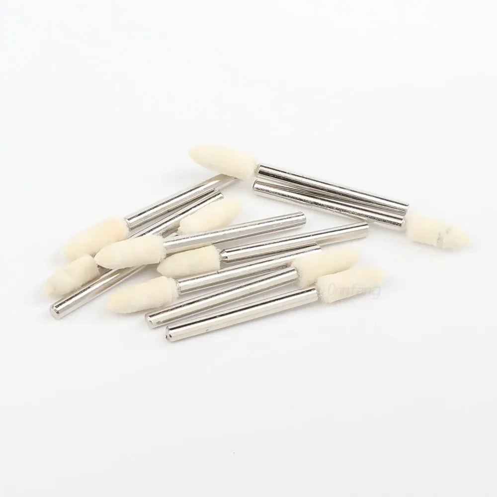 10pcs lã feltro montado polimento roda od 4-10mm cabeça de moagem para dremel broca ferramenta giratória 3mm haste