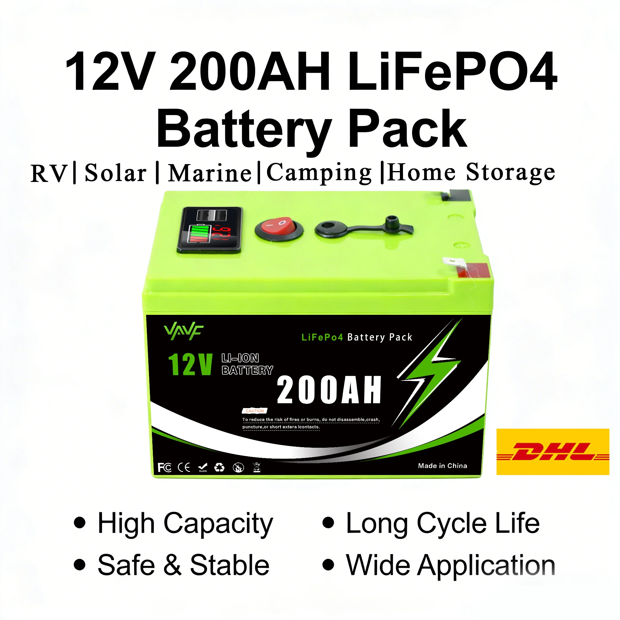 

Высокий велосипед ⌨️ Литиевая батарея ️ 12V 200Ah LiFePO4 Deep Cycle Battery Lron Phosphate Battery, идеально подходит для автономной солнечной батареи, кемпинга и автофургона