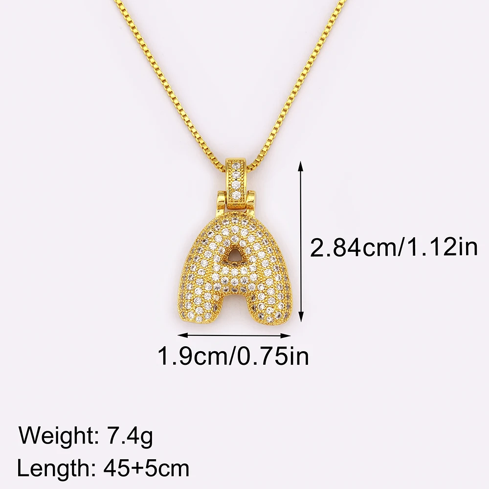New Arrival Retro A-Z Letters Shiny Zircon Fine Pendant Necklace Initials Alphabet For Women Men Copper Neck Jewelry Accessories
