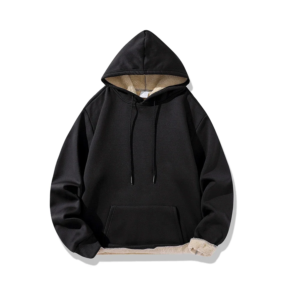 سترات بغطاء رأس دافئة للرجال والنساء ، بلوفر غير رسمي حراري ، بلوزات لامبسوول فضفاضة ، معاطف ملابس خارجية أحادية اللون ، موضة الشتاء