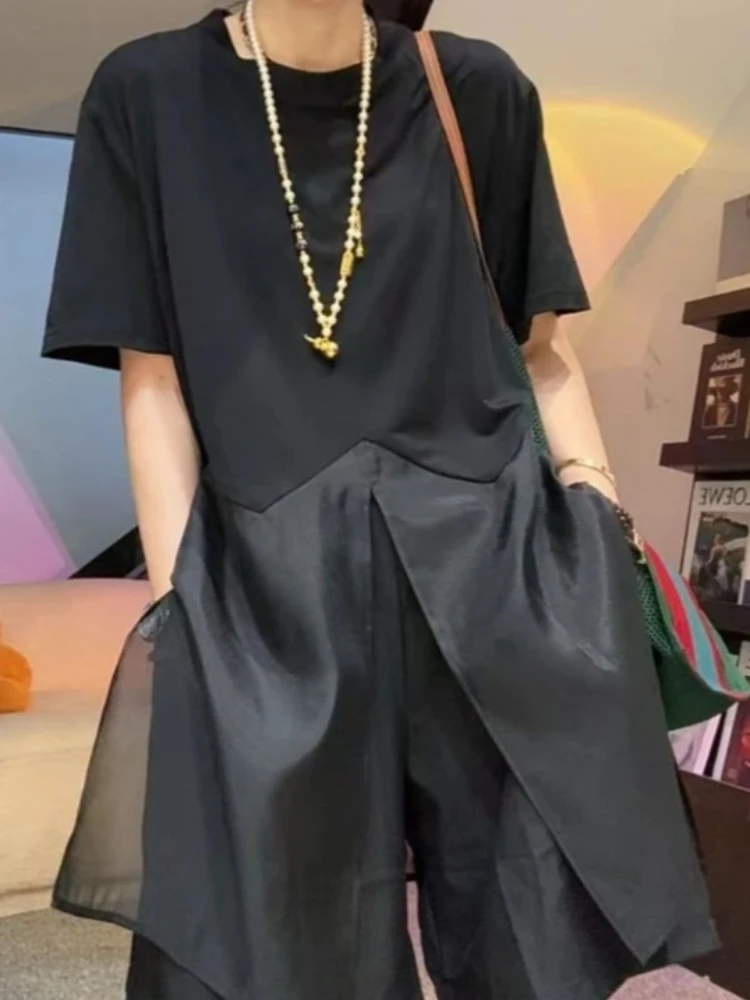 Oversized Tops Summer T Shirts 2026 Ropa Mujer Patchwork Fashion Camisetas O-neck Casual T-shirts Korean Tees Women's Clothes