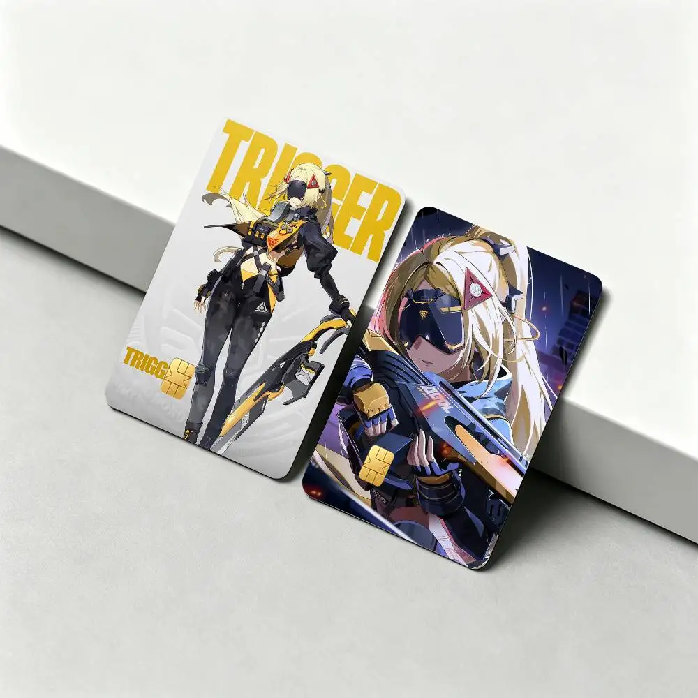 Zenless ZZZ T-Trigger 1Set 4Pcs Waterproof Card Skin Stickers for Credit Bus IC Cards