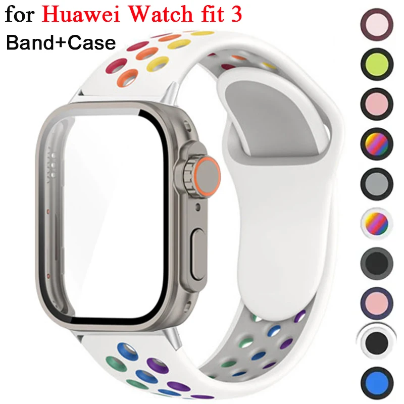 

Поп-чехол + силиконовый ремешок для часов Huawei Watch Fit 3, сменный на ультра- 49 мм, защитная пленка из закаленного стекла с экраном для Huawei Fit 3 S