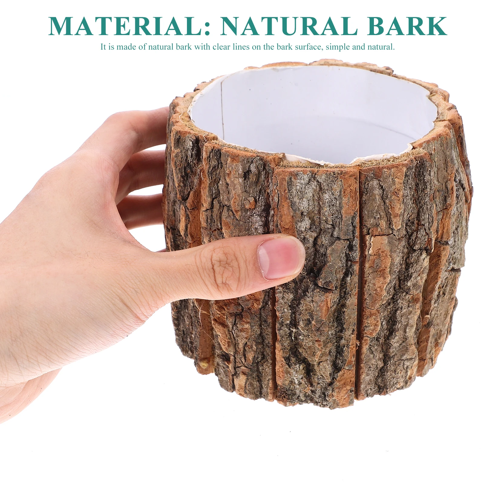 กระถางดอกไม้ดีไซน์เรียบง่าย วัสดุเปลือกไม้ธรรมชาติ ของตกแต่งบ้าน ภาชนะใส่ดอกไม้สำหรับคริสต์มาส