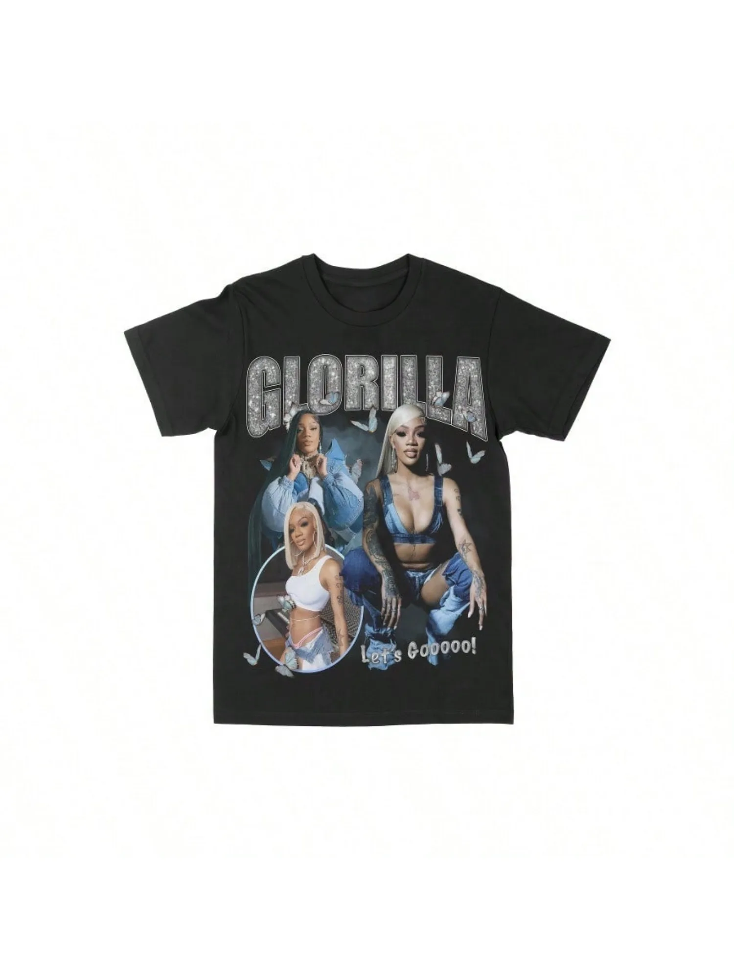 تي شيرت Glorilla Let'S Go برسومات مريحة من القطن للرجال برقبة دائرية وأكمام قصيرة #5
