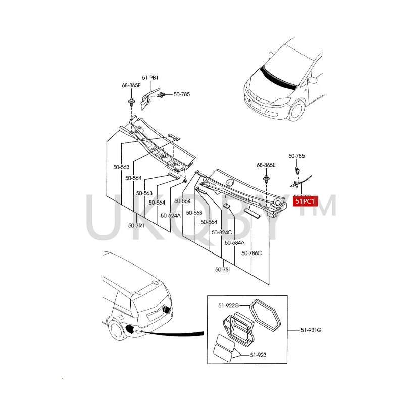 CC2951PB1A CC2951PC1A Suitable for Ma zd a 3-Star Cheng Rainboard decorative cover