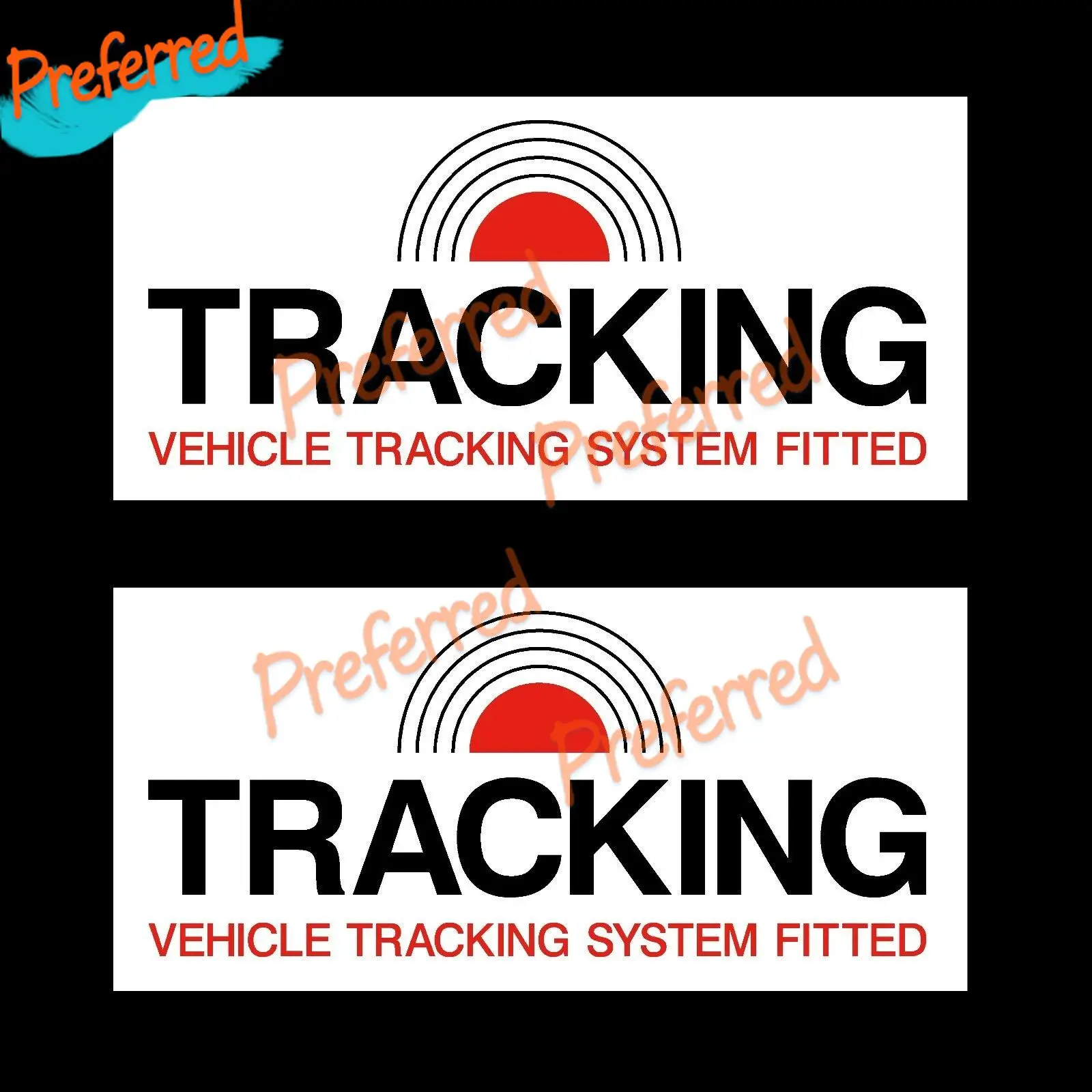 2x Vehicle Tracker System 75x25mm Stickers - Security, Theft, Car, Dashboard