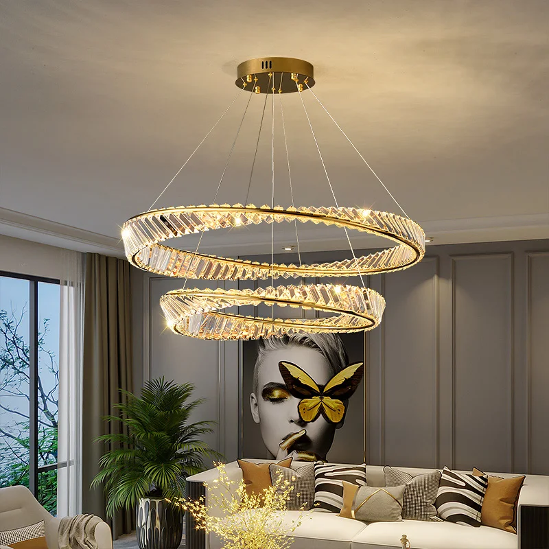 

YUNYI Postmodern Decoration Round Ring LED Crystal Chandelier Hotel Lobby Chandelier Living Room Dinning Crystal Lighting