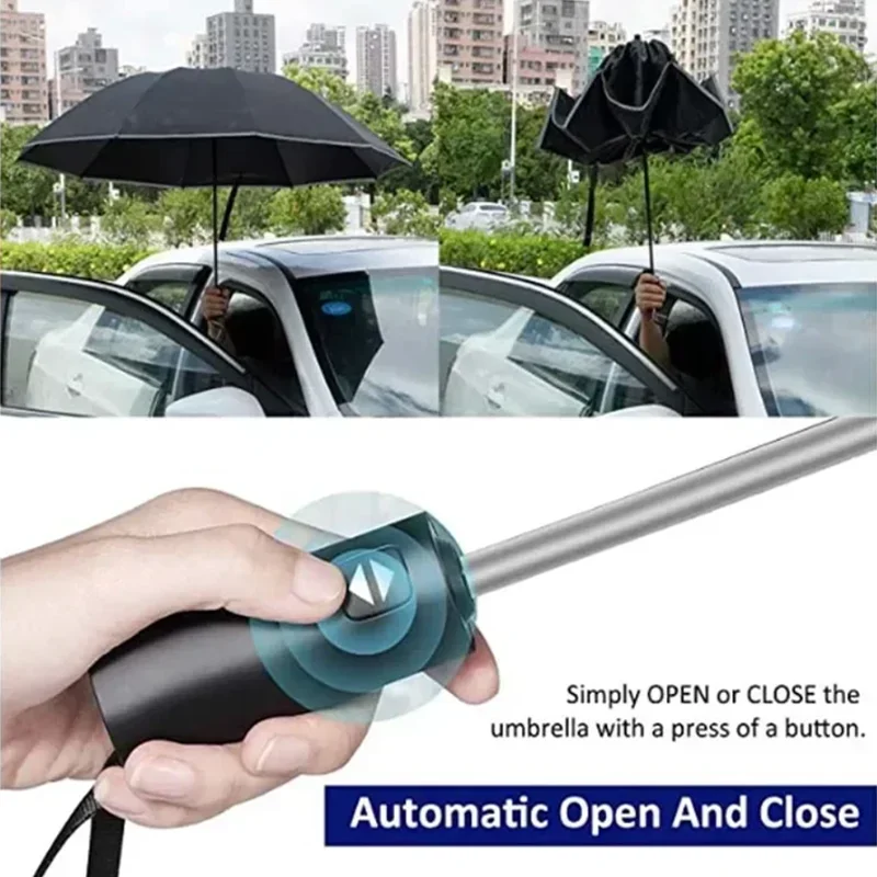 16Ribs Men Women Umbrella Large Windproof Reflective Stripe Reverse Automatic Umbrellas Sun Rain Luxury Business Car Travel