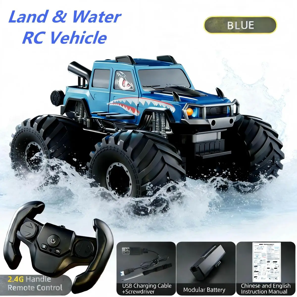 

Amphibious RC Car 2.4G 4WD Off-Road Waterproof Remote Control Truck Car Climbing Vehicles Toy Gift for Kid Pink Blue RC Car Q215