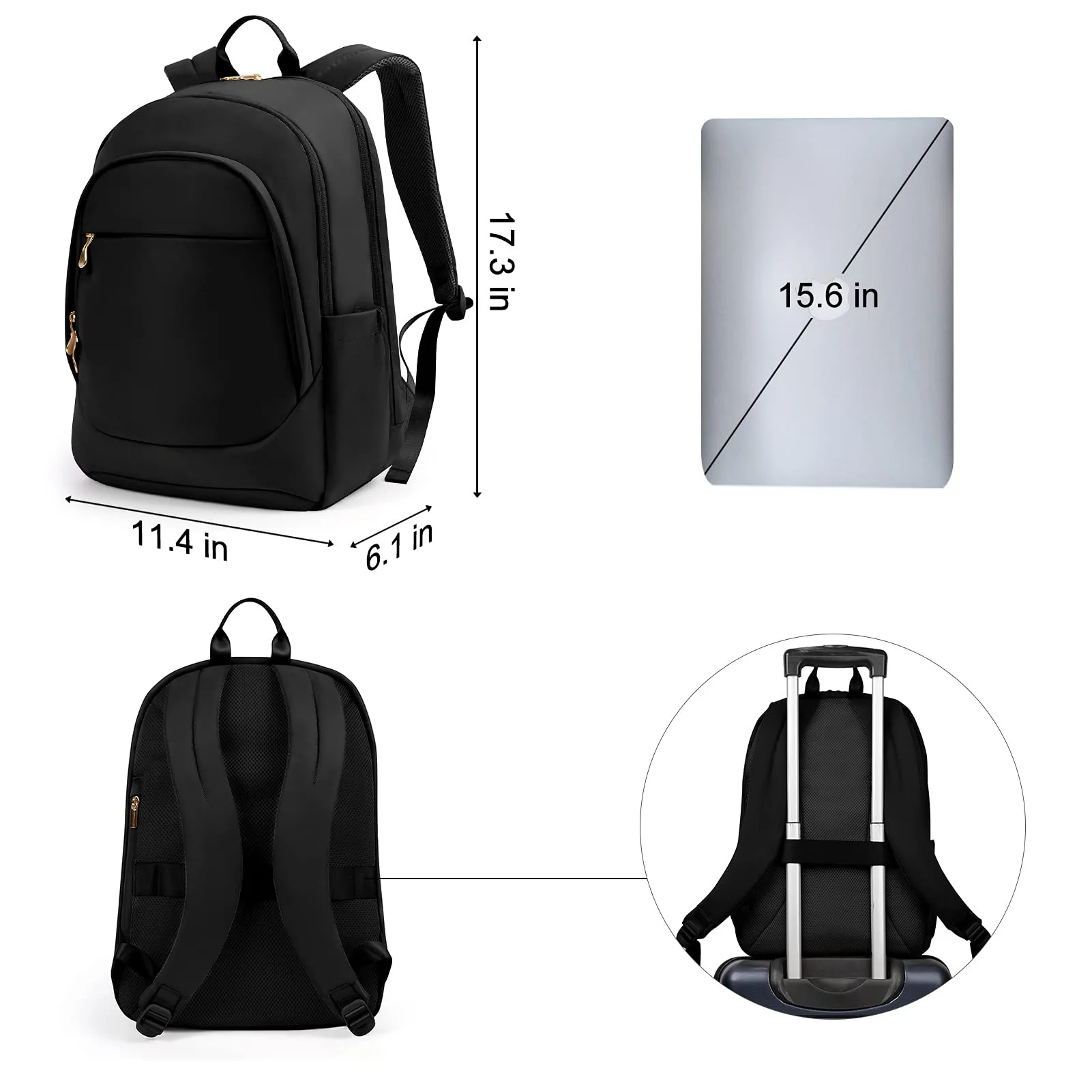 Travel Laptop Backpack Women, 15.6 Inch Anti Theft Laptop Backpack with USB Charging Hole, Water Resistant College Bookbag