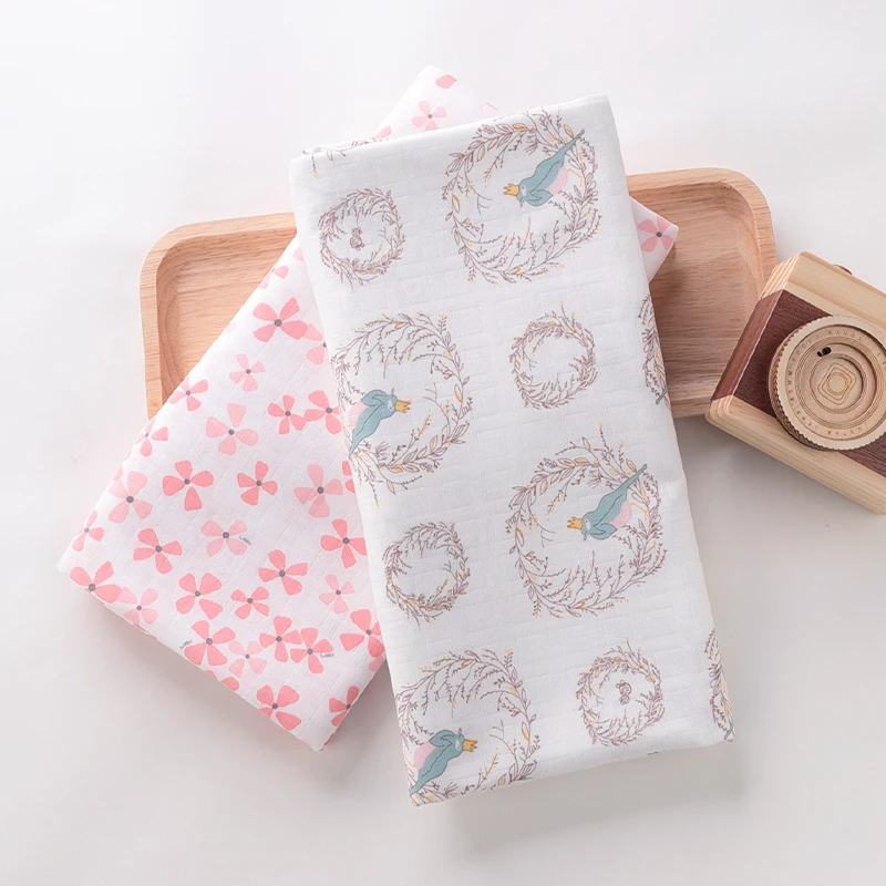 2pcs/Set Soft Bamboo Cotton Baby Wrap Fashion Print Newborn Swaddle Blanket Quality Muslin Blankets Infant Towel LABI BABY 47in